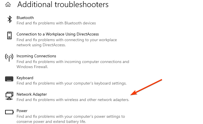 run the network adapter troubleshooter