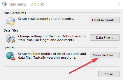 show outlook mail profile