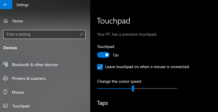turn off laptop touchpad