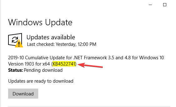 windows update update number windows update catalog