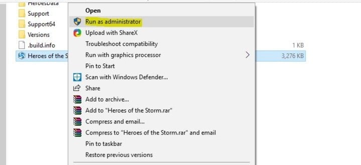 run files as admin windows 10 screenshot
