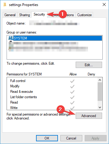 Unable to set new owner access is denied security tab