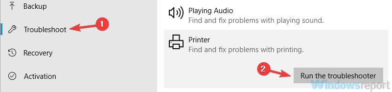 Printer not activated error code -30 PDF
