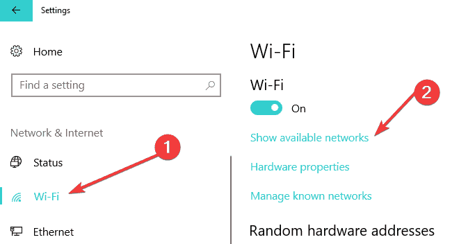 mostra le reti WiFi disponibili