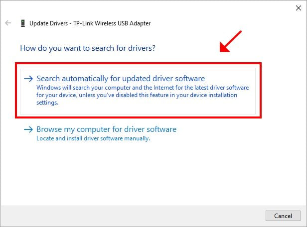 search automatically for updated driver software in Windows 10