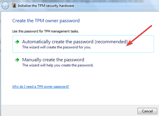 enter TPM owner password