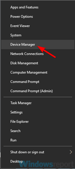 Windows key + X Device manager