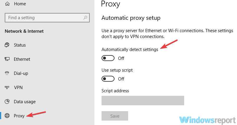 Proxy server keeps turning on Windows 10