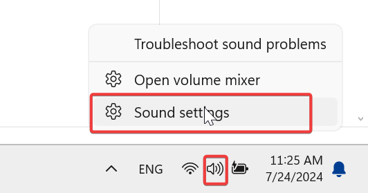 sound settings windows 11