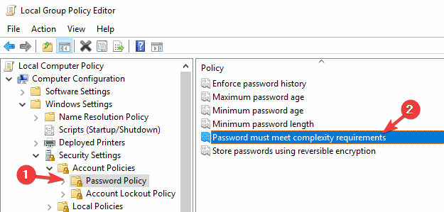 Unable to change password does not meet complexity requirements