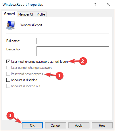 Unable to update the password the value provided Server 2012