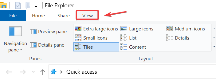 click on the view tab in file explorer