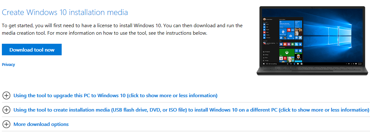 windows 10 october update media creation tool