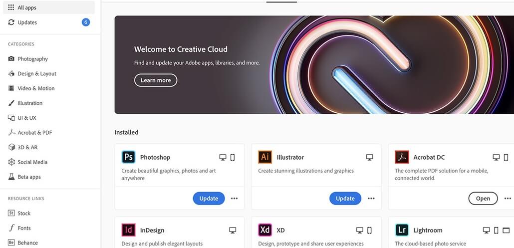 install adobe creative cloud app windows