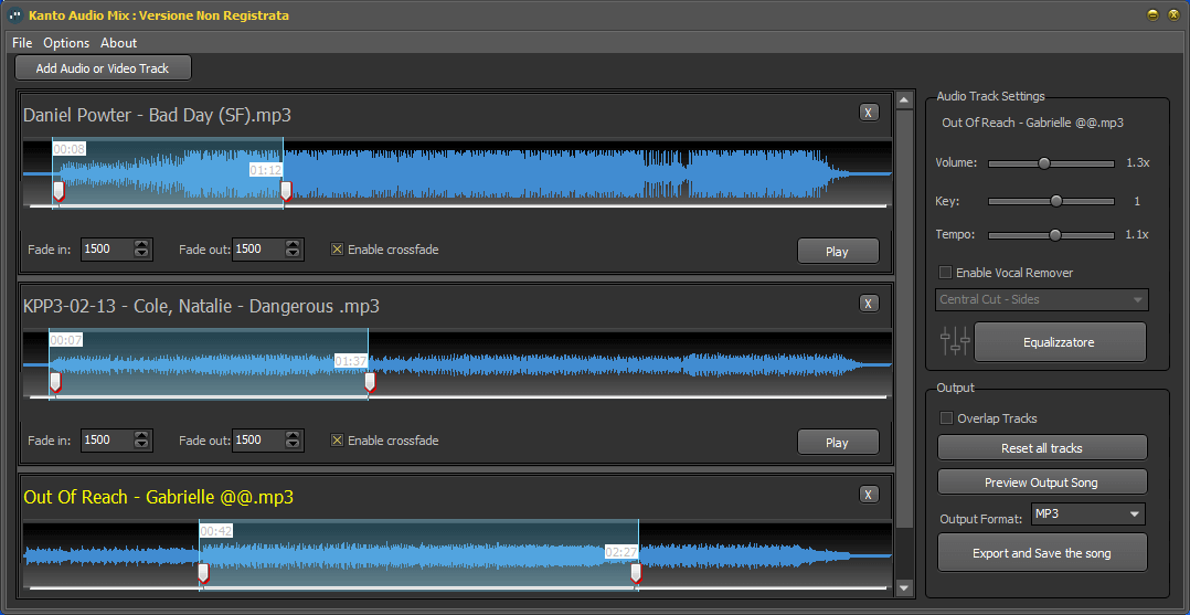Combine audio file with Audio Mix software