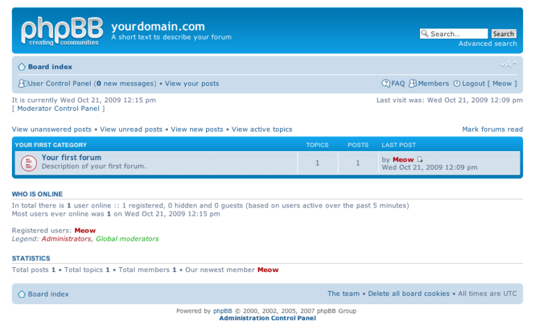 phpBB open source forum softtware