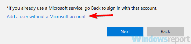 add a users without a Microsoft account No Task Manager Windows 10