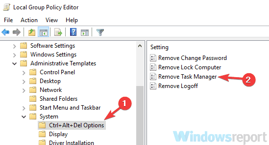 remove task manager group policy editor Task Manager not opening