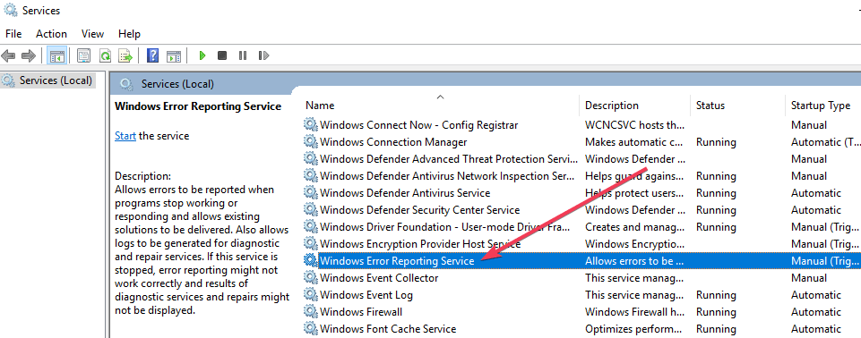 windows error reporting service