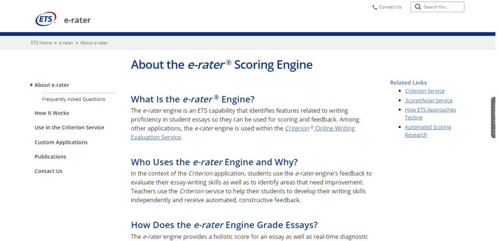 E-rater Scoring Engine - essay grading