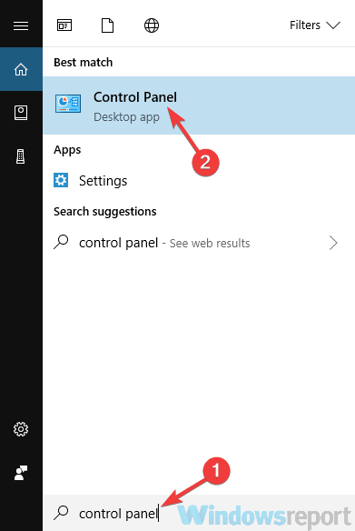 Photoshop issues search control panel