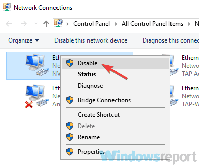 disable connection network key not valid