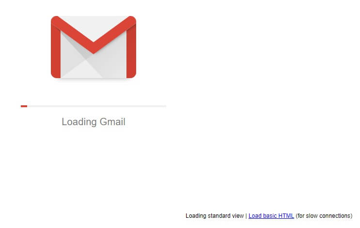 La pagina di caricamento di Gmail
