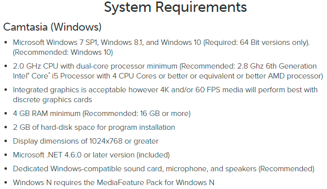 system requirements 