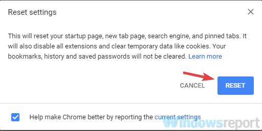reset confirm check for updates disable extension clear cache button chrome bookmarks