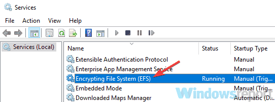 can't encrypt services