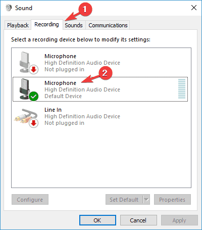 sound settings microphone blue yeti mic not recognized
