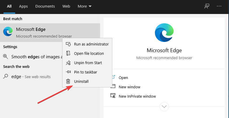 how to disable microsoft edge in window 10