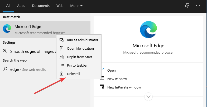 unable to delete microsoft edge cache