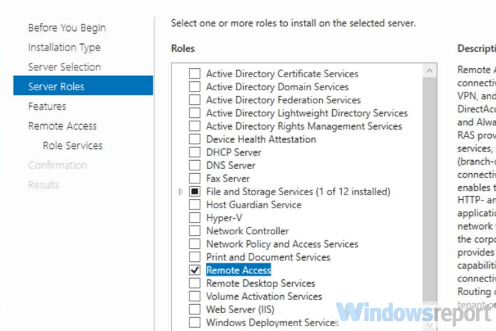 install remote access windows server 2019