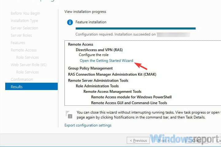 Open the Getting Started Wizard Windows Server 2019