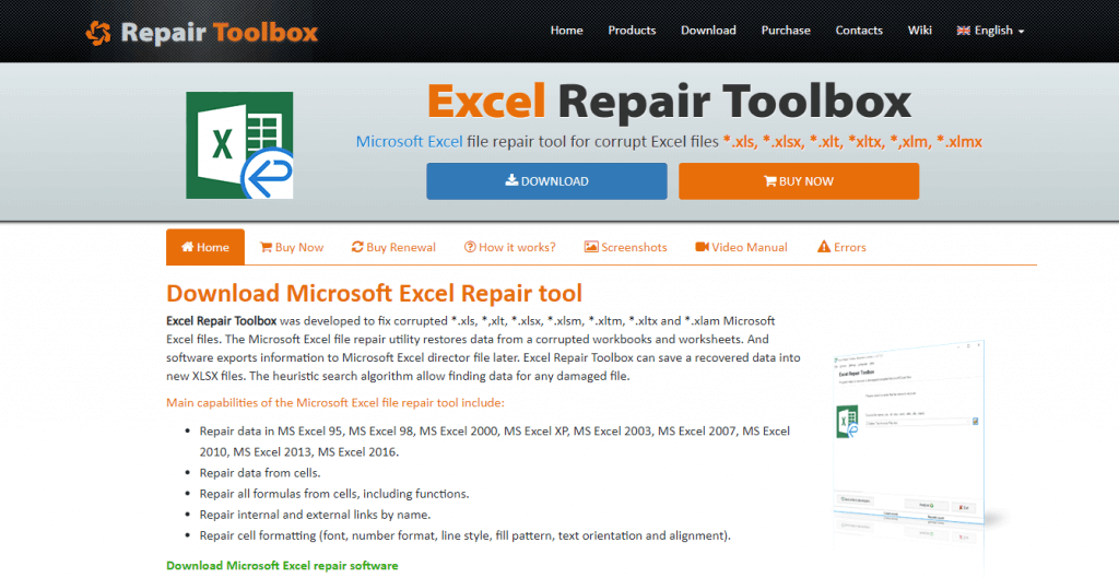 Excel Repair Toolbox - Repair corrupted Excel files