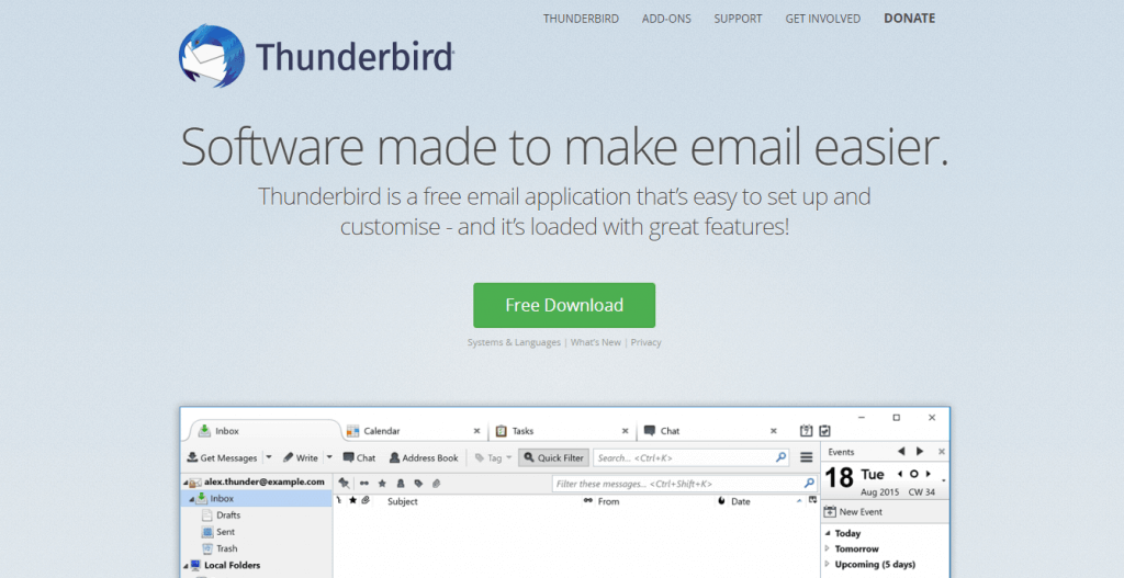 Mozzila Thunderbird - email client for small business/ for BT internet