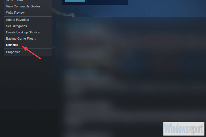 steam uninstall the game