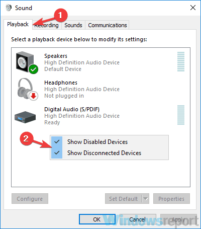 playback devices laptop speakers no sound