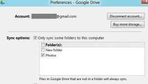 google drive only sync some folders to this computer