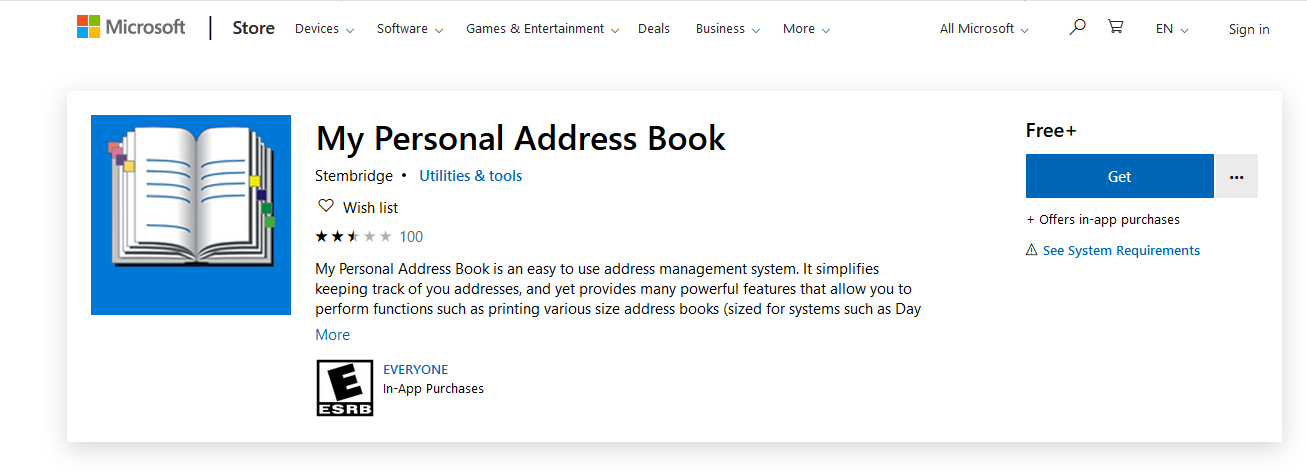 my personal best address book software for windows 10