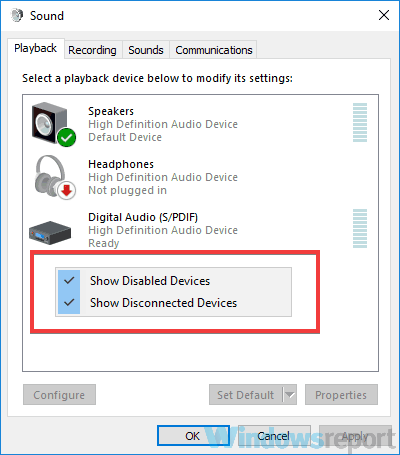 hidden devices playback settings HDMI not showing