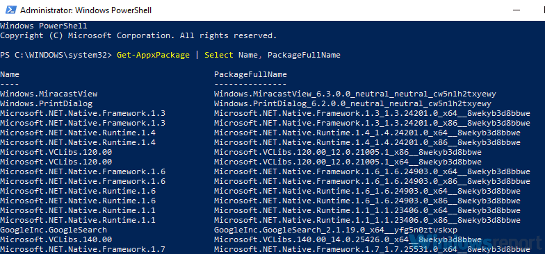 powershell all apps grayed out apps
