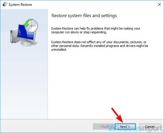 system restore start inverted colors on Windows 10