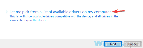pick form a list of available drivers HDMI doesn't work