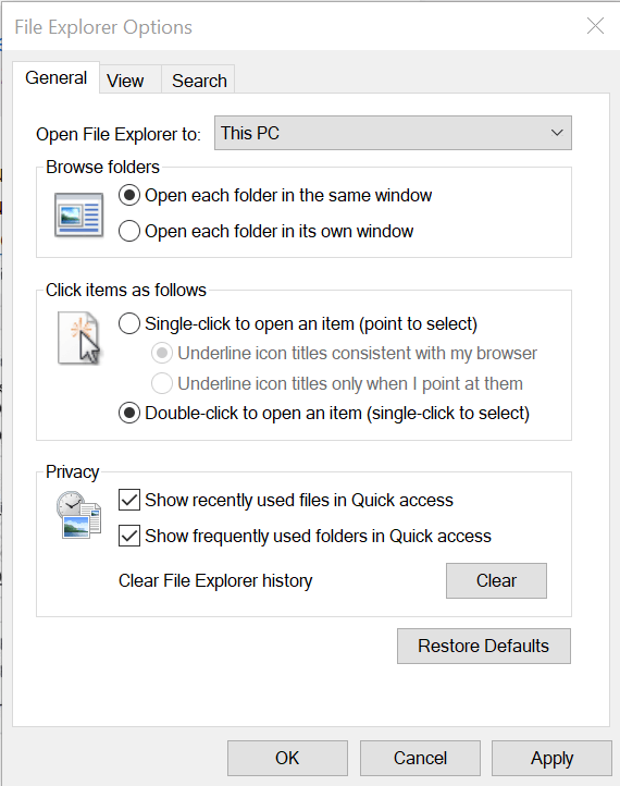 File Explorer Options