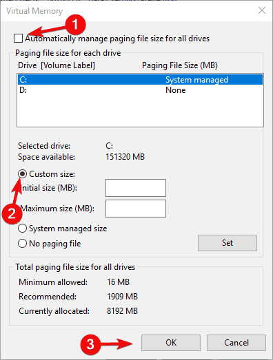 Disable Paging file