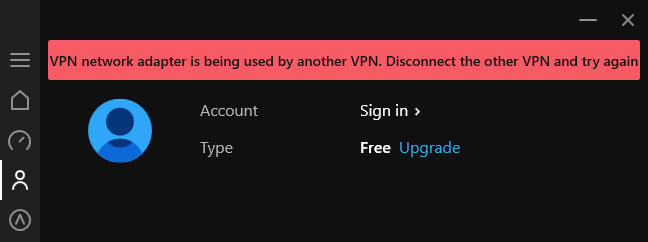 Fix VPN şəbəkə adapterini isti nöqtə qalxanında başqa bir VPN səhvi ilə istifadə olunur VPN