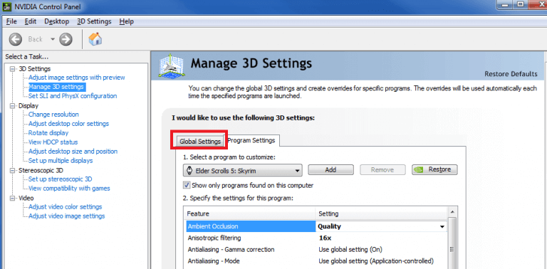 best manage 3d settings nvidia