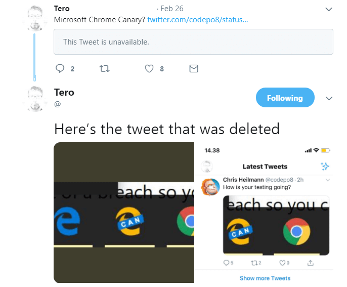 leaked chromium edge browser